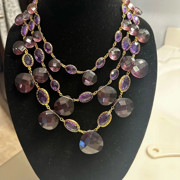 Joan Rivers Amethyst and Gold Layered Necklace - Picture 1 of 7
